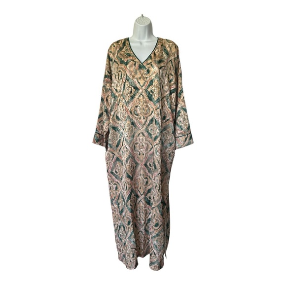 Mary McFadden Vintage Caftan Silky Satin Excellent One Size - Picture 1 of 12